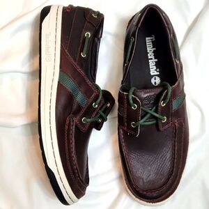 Timberland Classic 2 Eyed Brown and Green Leather Boat Shoes (m size 10.5)
